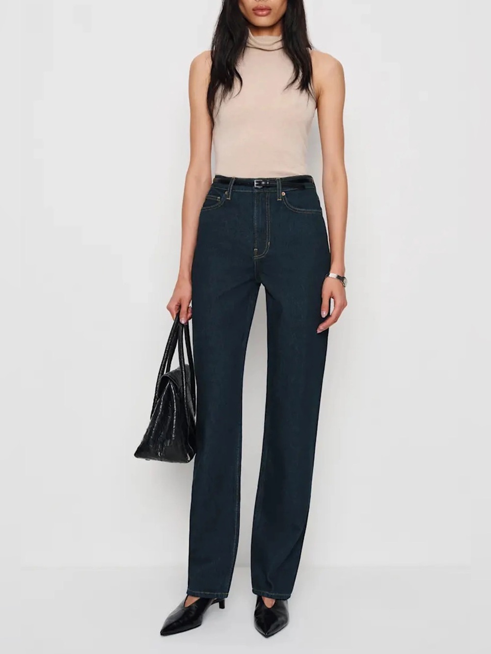 Ref Harriet High Rise Relaxed Straight legJeans Dark Indigo 27 nwot